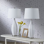 Ensemble de 2 lampes de table en porcelaine blanche standard (lot de 2)