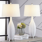 Ensemble de 2 lampes de table en porcelaine blanche standard (lot de 2)