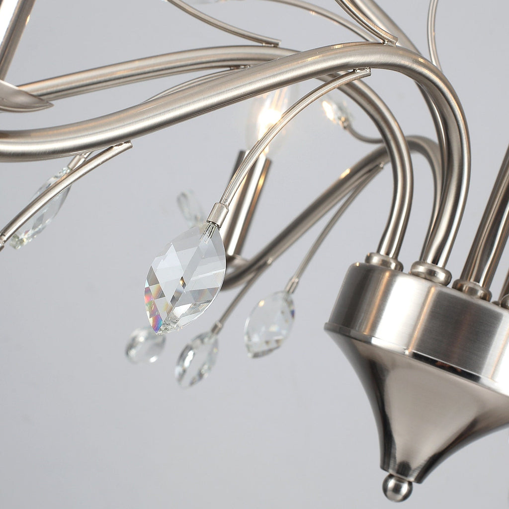 Luminaire suspendu en forme de branche d'arbre rétro style ferme avec lustre en cristal et bougie.