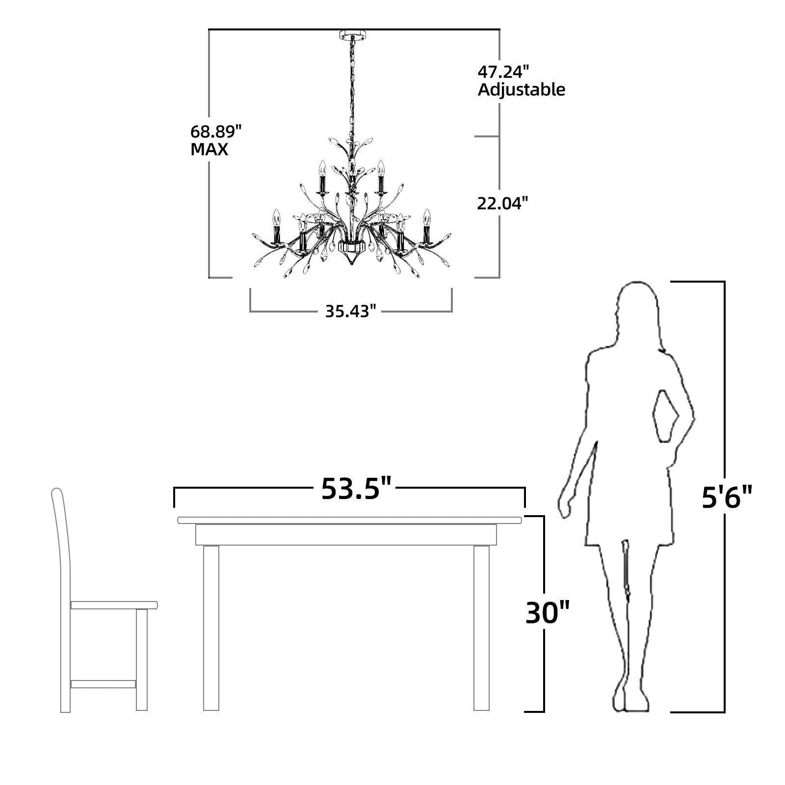 Luminaire suspendu en forme de branche d'arbre rétro style ferme avec lustre en cristal et bougie.