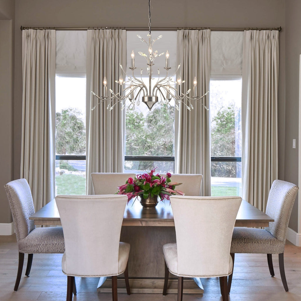 Luminaire suspendu en forme de branche d'arbre rétro style ferme avec lustre en cristal et bougie.