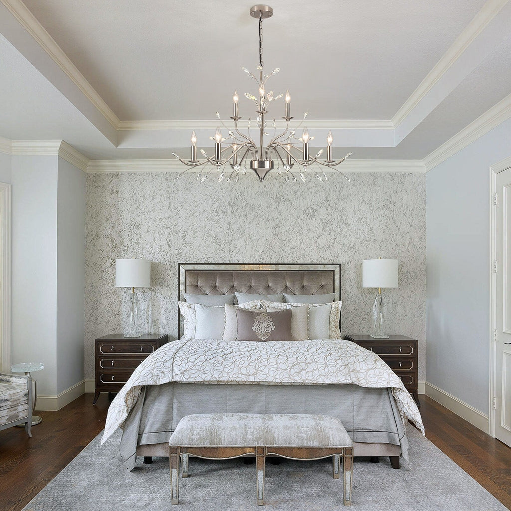 Luminaire suspendu en forme de branche d'arbre rétro style ferme avec lustre en cristal et bougie.