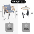 Ensemble bistro de jardin en résine tressée Moasis 3 pièces avec 2 chaises et table basse