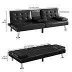 Canapé-lit futon pliable moderne Moasis en similicuir - 162,5 cm (L) x 76,2 cm (l) x 66 cm (H)