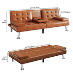 Canapé-lit futon pliable moderne Moasis en similicuir - 162,5 cm (L) x 76,2 cm (l) x 66 cm (H)