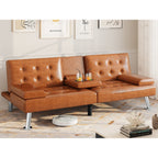 Canapé-lit futon pliable moderne Moasis en similicuir - 162,5 cm (L) x 76,2 cm (l) x 66 cm (H)