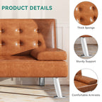 Canapé-lit futon pliable moderne Moasis en similicuir - 162,5 cm (L) x 76,2 cm (l) x 66 cm (H)