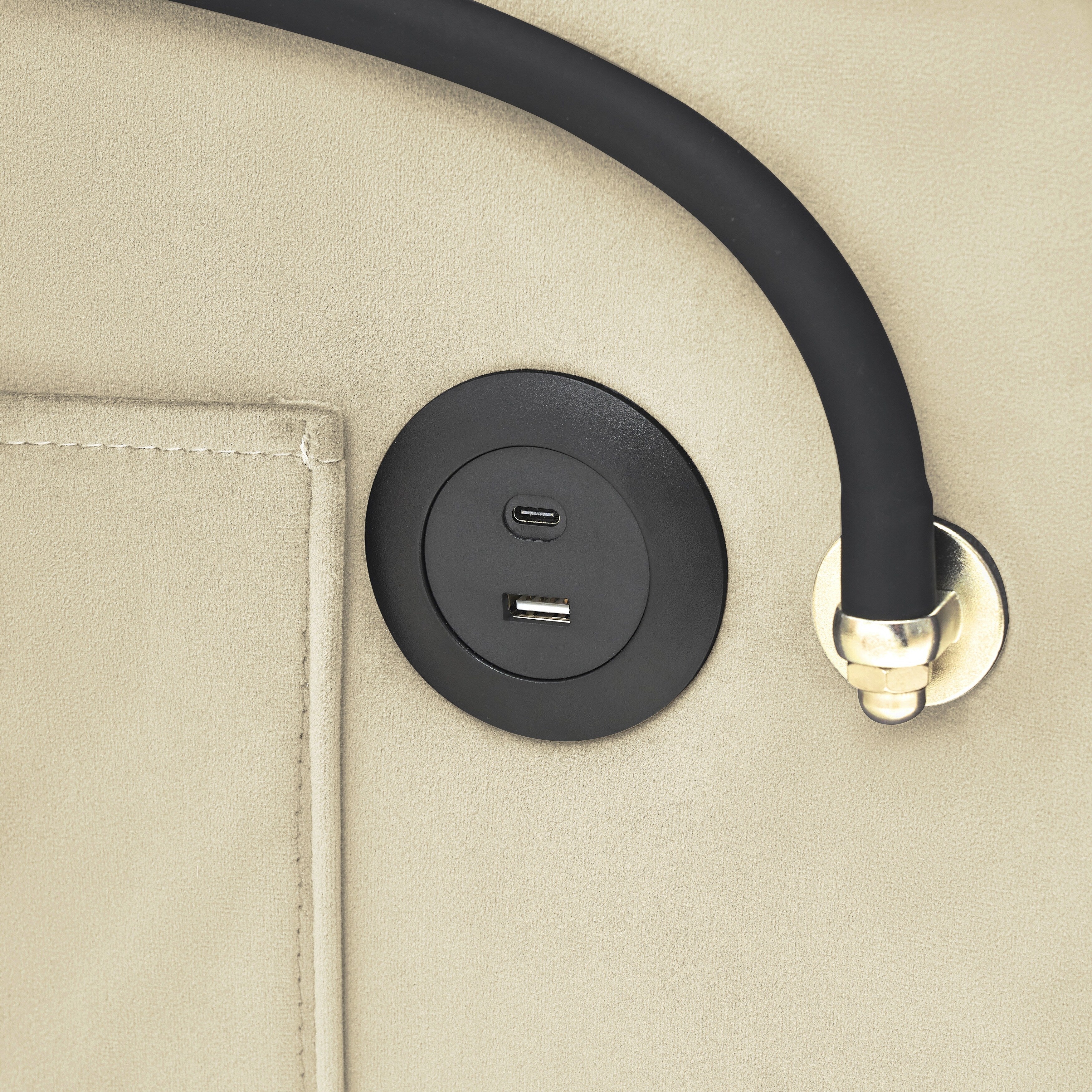 Canapé-lit convertible moderne 3 en 1 de 70,86 pouces avec dossier réglable et port de chargement USB pour salon