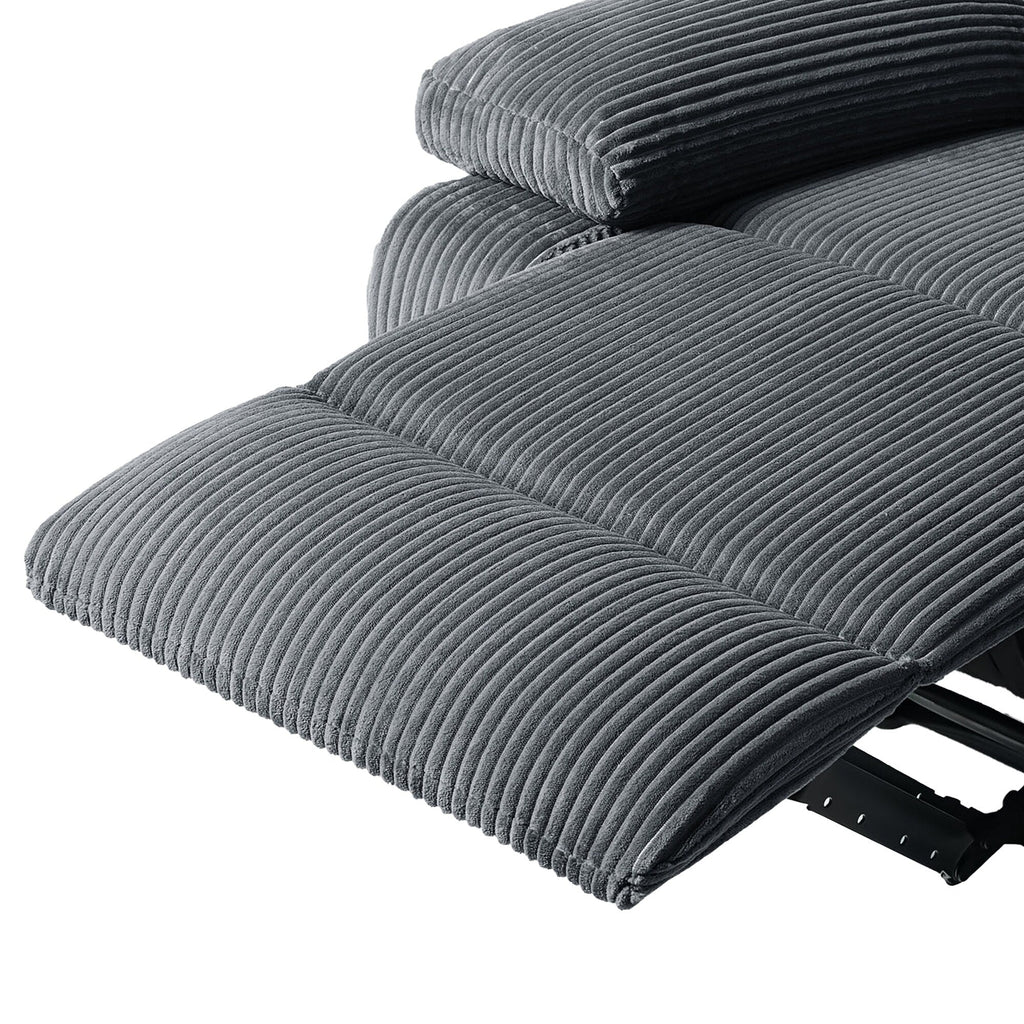 Fauteuil inclinable manuel moderne en velours côtelé, fauteuil inclinable réglable avec larges accoudoirs