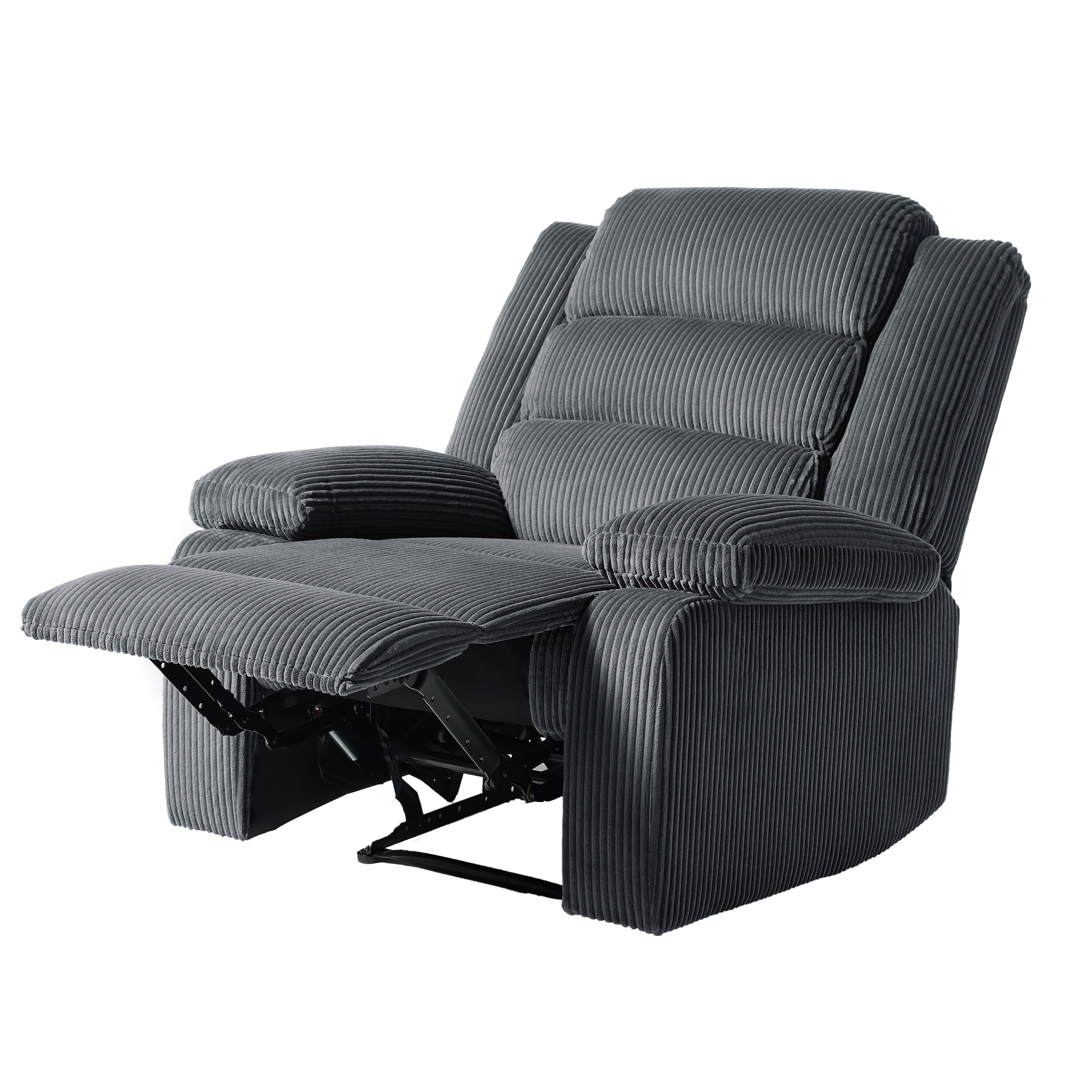 Fauteuil inclinable manuel moderne en velours côtelé, fauteuil inclinable réglable avec larges accoudoirs