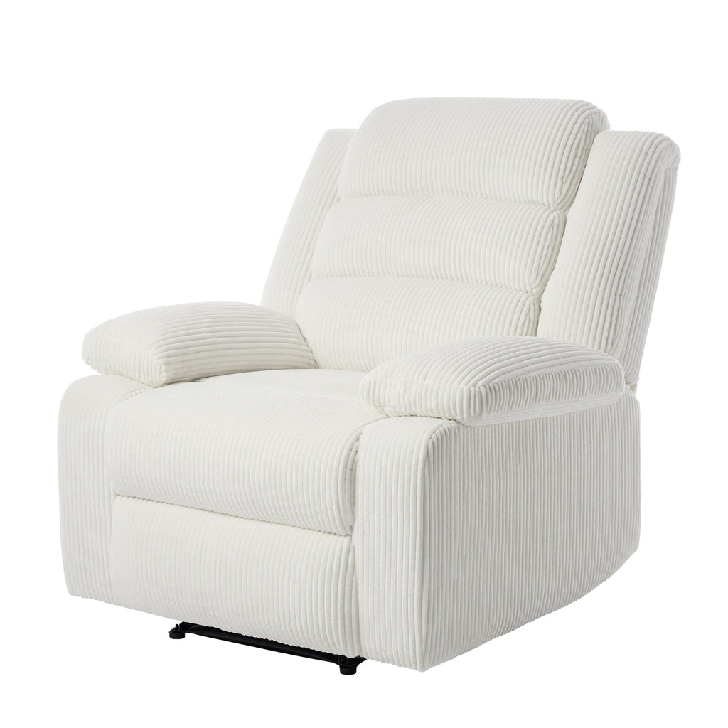 Fauteuil inclinable manuel moderne en velours côtelé, fauteuil inclinable réglable avec larges accoudoirs