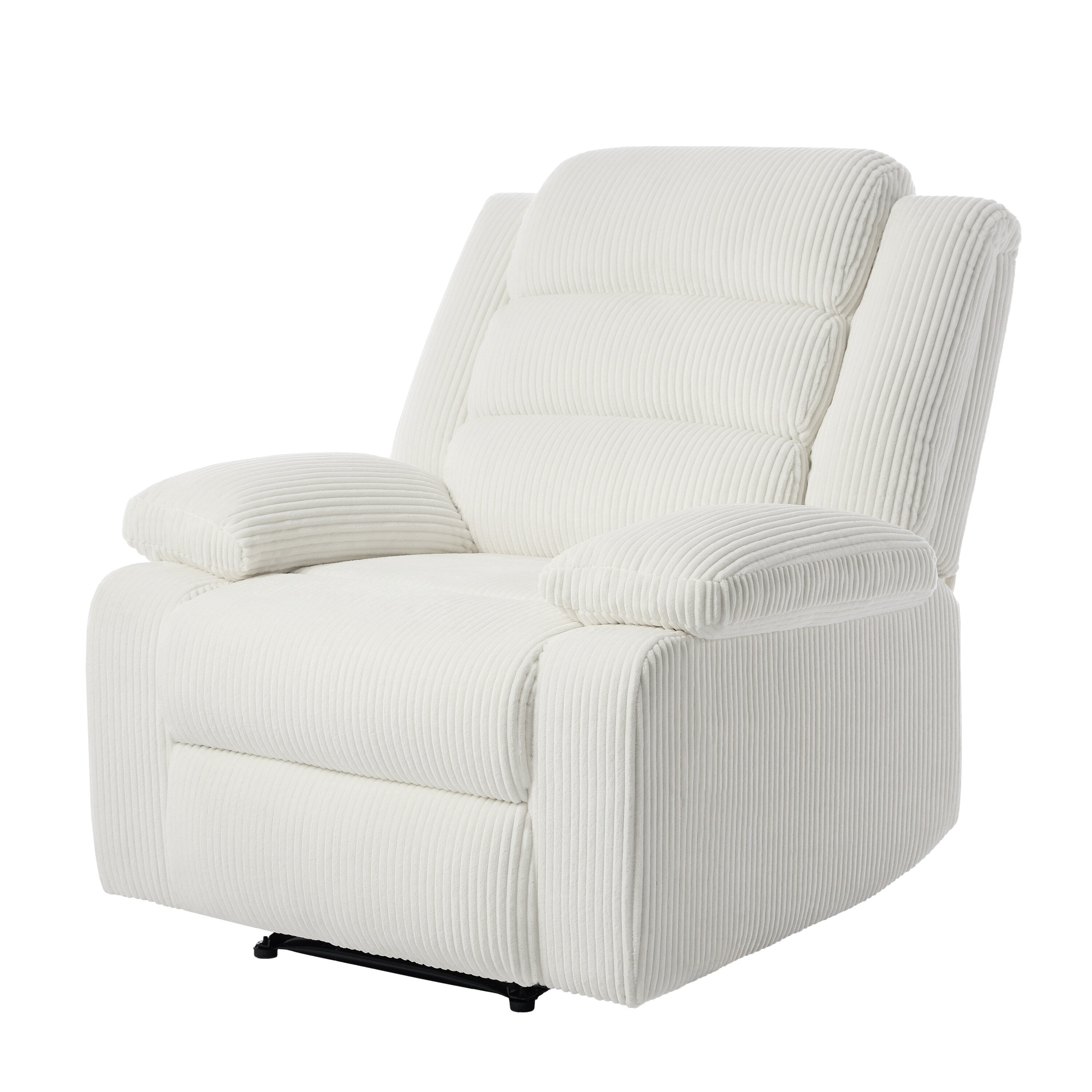 Fauteuil inclinable manuel moderne en velours côtelé, fauteuil inclinable réglable avec larges accoudoirs