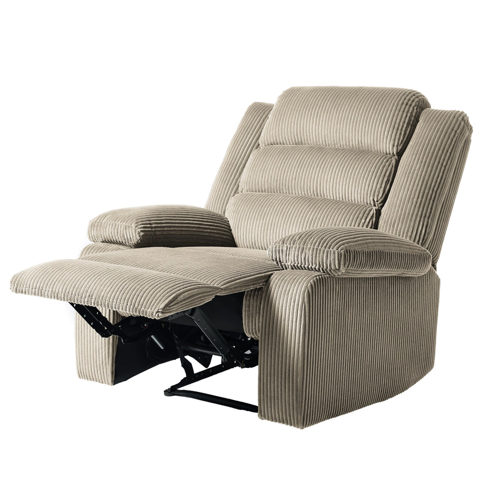 Fauteuil inclinable manuel moderne en velours côtelé, fauteuil inclinable réglable avec larges accoudoirs