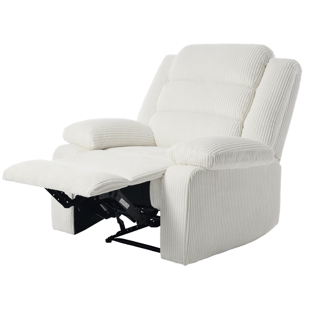 Fauteuil inclinable manuel moderne en velours côtelé, fauteuil inclinable réglable avec larges accoudoirs