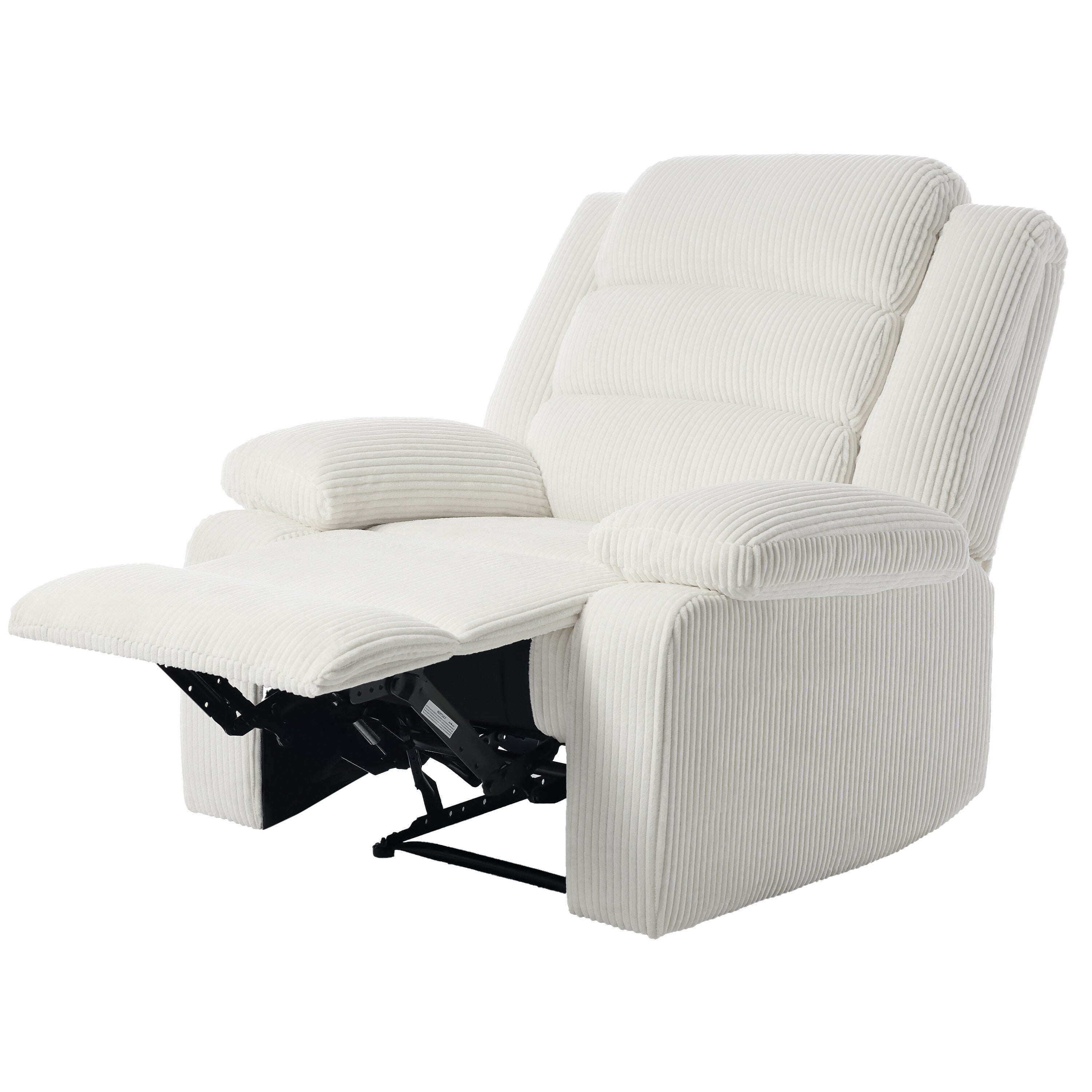 Fauteuil inclinable manuel moderne en velours côtelé, fauteuil inclinable réglable avec larges accoudoirs