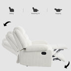 Fauteuil inclinable manuel moderne en velours côtelé, fauteuil inclinable réglable avec larges accoudoirs