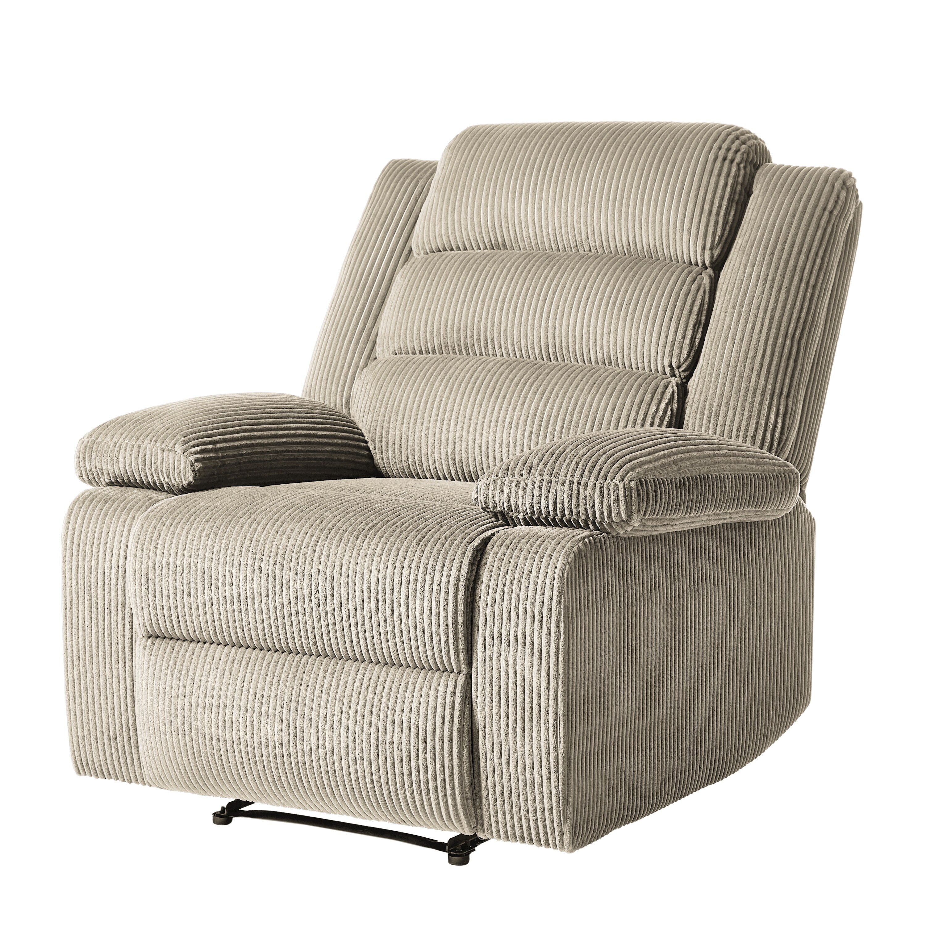 Fauteuil inclinable manuel moderne en velours côtelé, fauteuil inclinable réglable avec larges accoudoirs