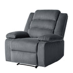 Fauteuil inclinable manuel moderne en velours côtelé, fauteuil inclinable réglable avec larges accoudoirs