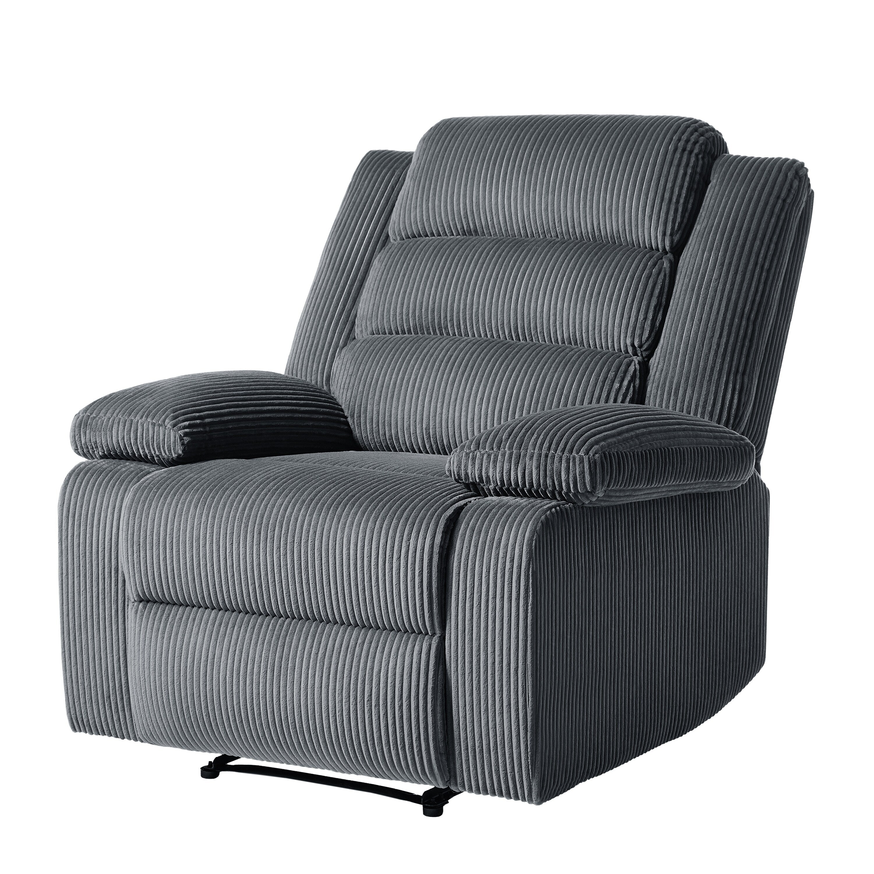 Fauteuil inclinable manuel moderne en velours côtelé, fauteuil inclinable réglable avec larges accoudoirs