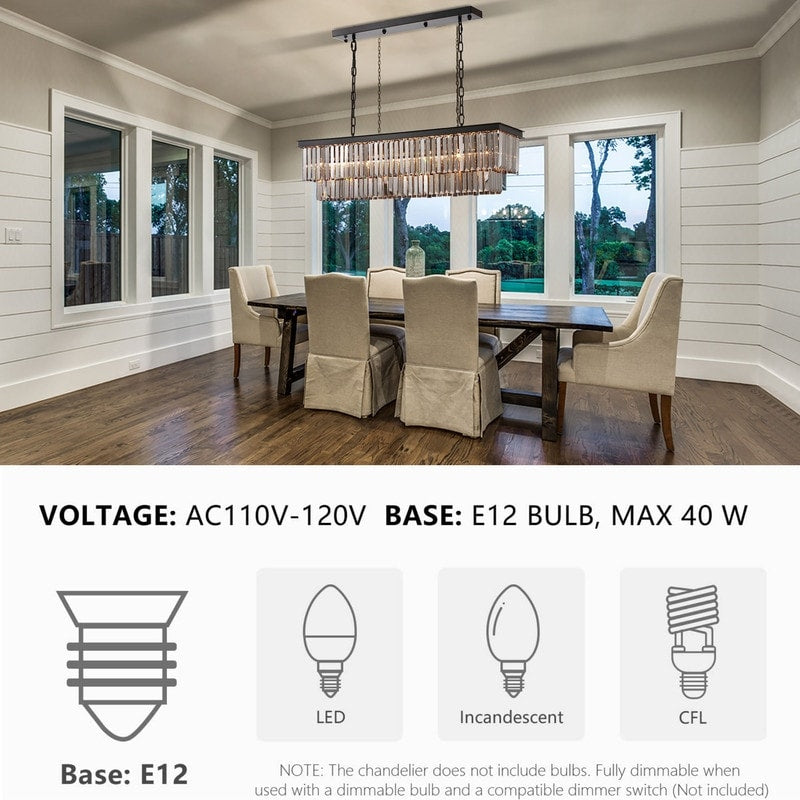 Luminaire suspendu à 2 niveaux pour îlot de cuisine, salle à manger, style moderne et contemporain, en cristal gris fumé et noir, 47 po.