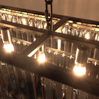 Luminaire suspendu à 2 niveaux pour îlot de cuisine, salle à manger, style moderne et contemporain, en cristal gris fumé et noir, 47 po.