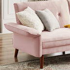 Canapé-lit futon moderne, canapé convertible avec pieds fuselés en bois, 78,35 cm de large, petit canapé à dossier divisé pour salon