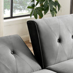 Canapé-lit futon moderne, canapé convertible avec pieds fuselés en bois, 78,35 cm de large, petit canapé à dossier divisé pour salon