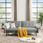 Canapé-lit futon moderne, canapé convertible avec pieds fuselés en bois, 78,35 cm de large, petit canapé à dossier divisé pour salon