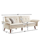Canapé-lit futon moderne, canapé convertible avec pieds fuselés en bois, 78,35 cm de large, petit canapé à dossier divisé pour salon