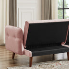 Canapé-lit futon moderne, canapé convertible avec pieds fuselés en bois, 78,35 cm de large, petit canapé à dossier divisé pour salon