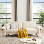 Canapé-lit futon moderne, canapé convertible avec pieds fuselés en bois, 78,35 cm de large, petit canapé à dossier divisé pour salon