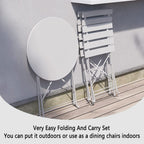 Ensemble bistro pliable en métal 3 pièces, résistant aux intempéries, idéal pour l'intérieur et l'extérieur, avec terrasse, jardin ou cour.