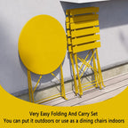 Ensemble bistro pliable en métal 3 pièces, résistant aux intempéries, idéal pour l'intérieur et l'extérieur, avec terrasse, jardin ou cour.