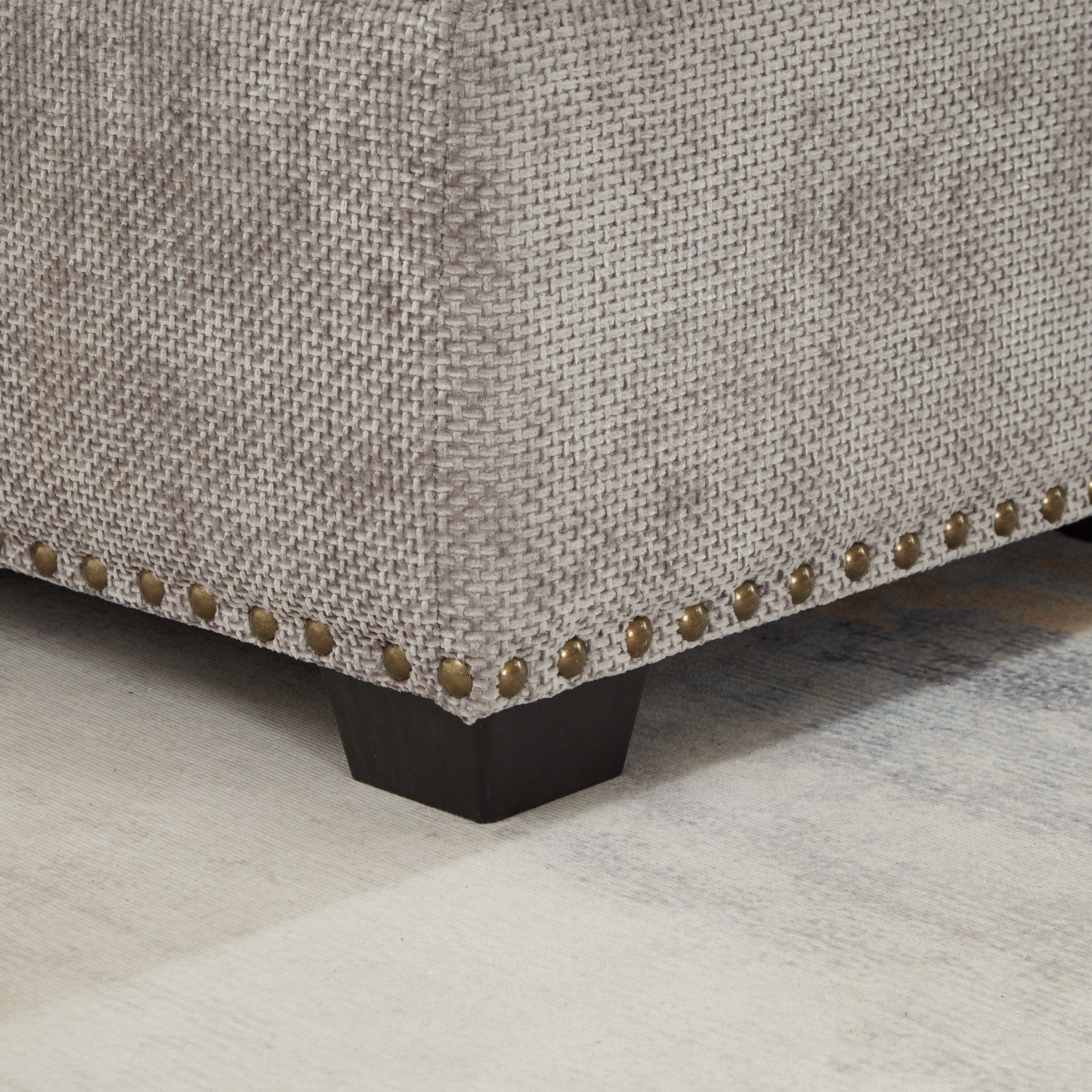 Canapé d'angle moderne en chenille d'angle avec canapé-lit gigogne, sièges de rangement, pouf et 2 coussins pour salon