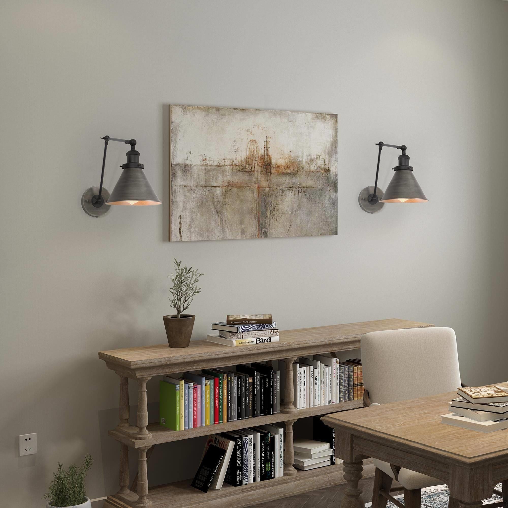 Ensemble de 2 appliques murales modernes à bras oscillant réglable, à brancher ou à câbler.