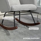 Fauteuil berçant moderne rembourré pour chambre d'enfant, avec dossier haut, appui-tête et coussin lombaire, idéal pour le salon ou la chambre à coucher.