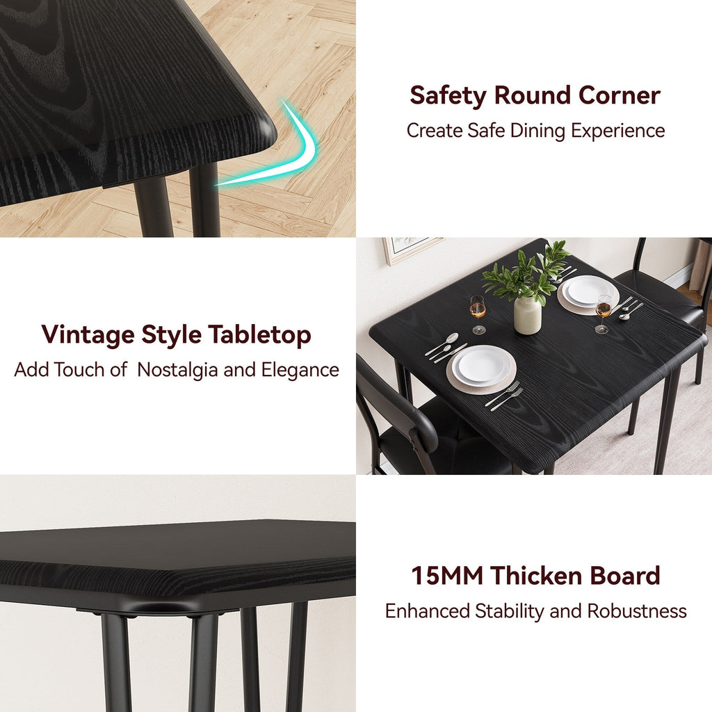 Ensemble table et chaises de cuisine moderne pour salle à manger - 3 pièces