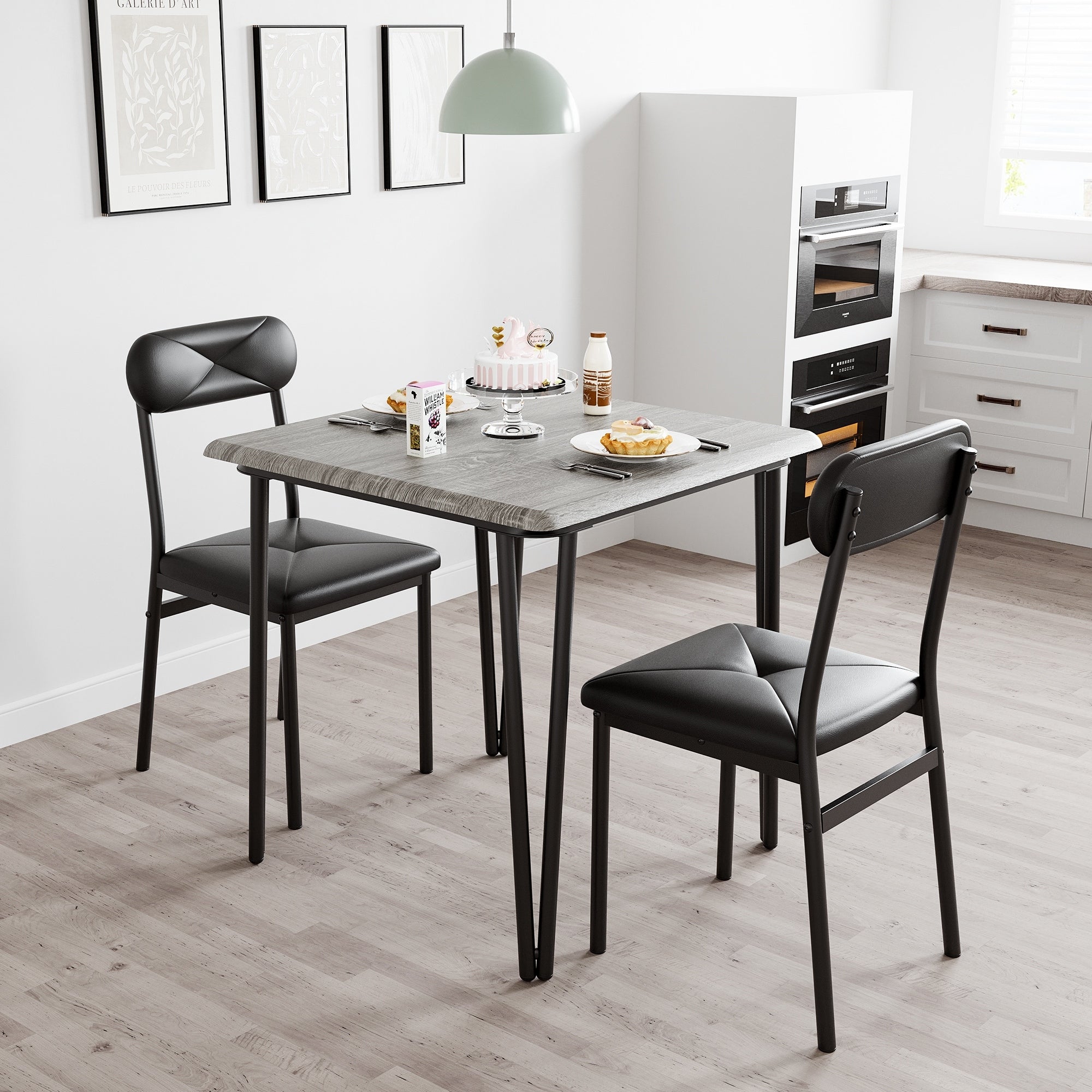 Ensemble table et chaises de cuisine moderne pour salle à manger - 3 pièces