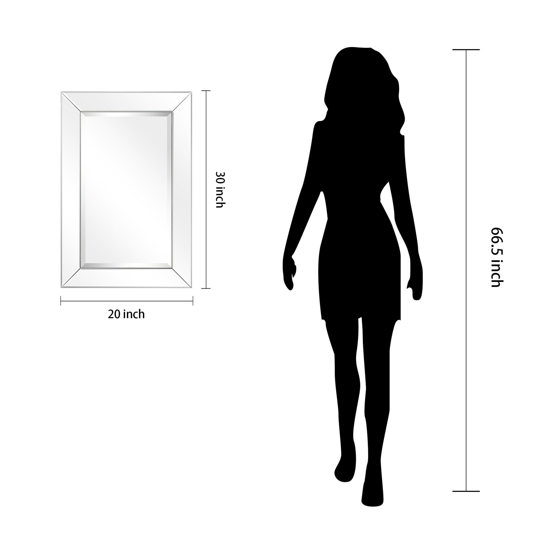 Miroir rectangulaire biseauté transparent haute définition à fixer au mur pour salle de bain, meuble-lavabo, chambre à coucher, 3 tailles