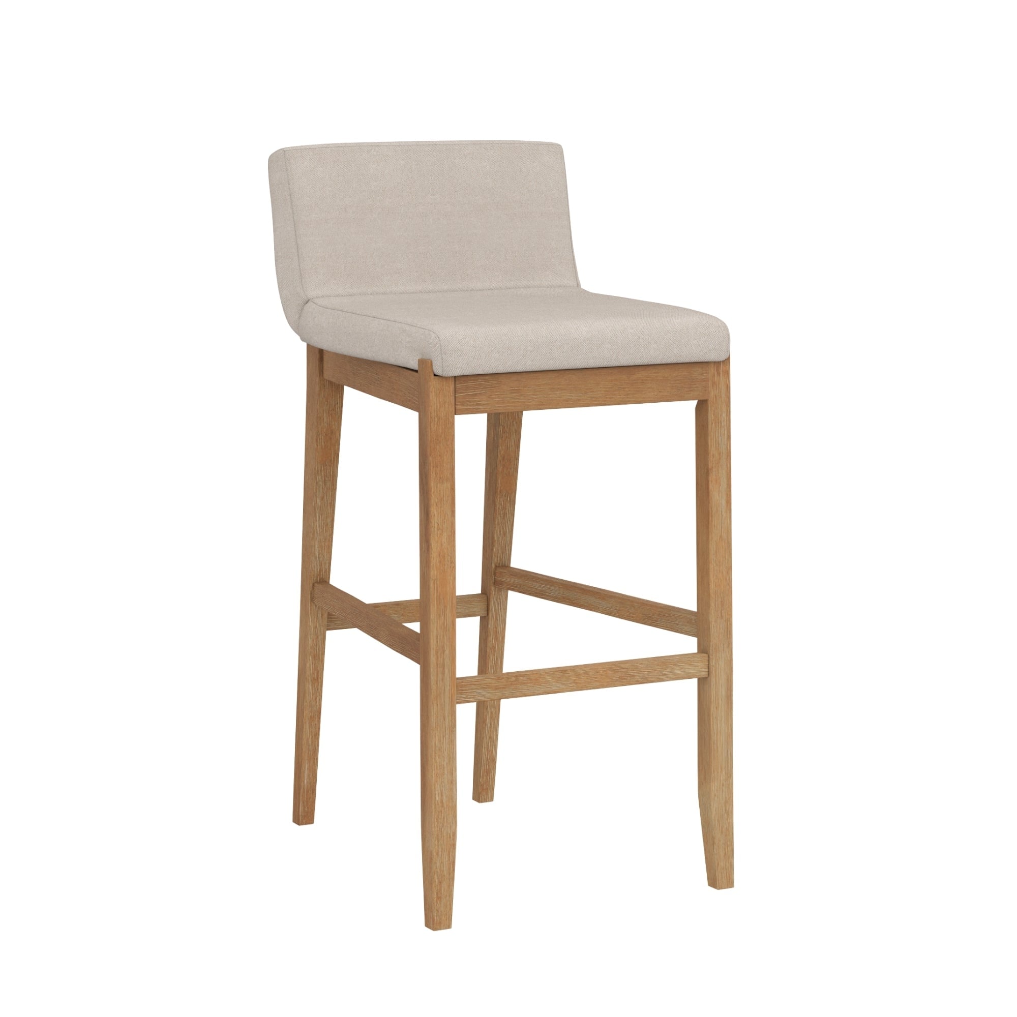 Tabouret de bar moderne Gracie, chaise rembourrée en bouclette et pieds en bois brossé
