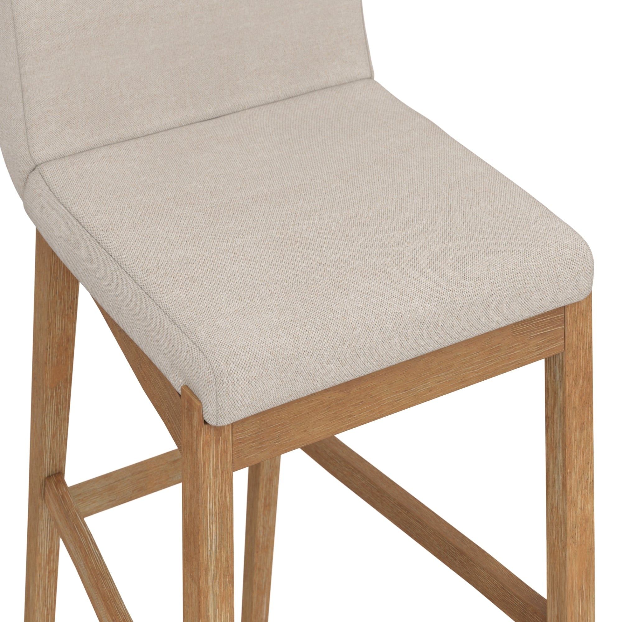 Tabouret de bar moderne Gracie, chaise rembourrée en bouclette et pieds en bois brossé