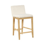 Tabouret de bar moderne Gracie, chaise rembourrée en bouclette et pieds en bois brossé