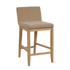 Tabouret de bar moderne Gracie, chaise rembourrée en bouclette et pieds en bois brossé