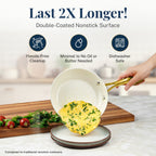 Ensemble de casseroles et poêles Gotham Steel Natural Collection, 15 pièces, revêtement céramique antiadhésif haute performance, couleur marine.