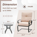 Ensemble bistro d'extérieur Nista 3 pièces avec chaises de salle à manger, coussins et table basse, par Havenside Home