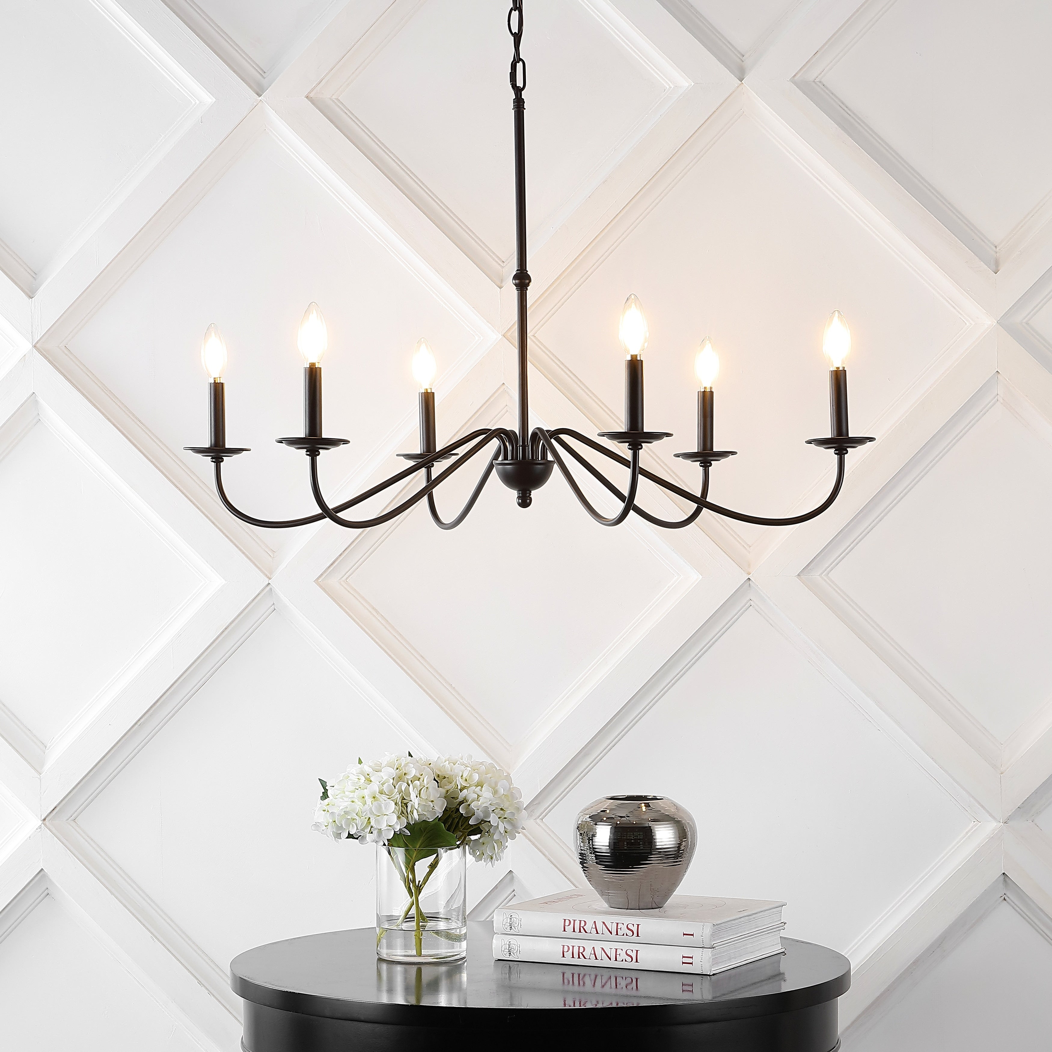 34.75 Lustre LED en fer à 6 lumières, par JONATHAN Y