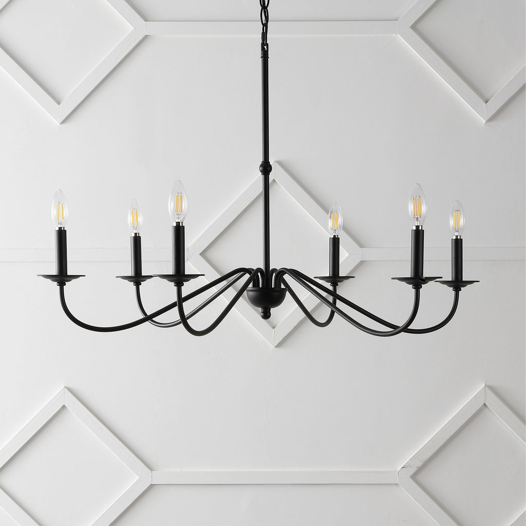 34.75 Lustre LED en fer à 6 lumières, par JONATHAN Y