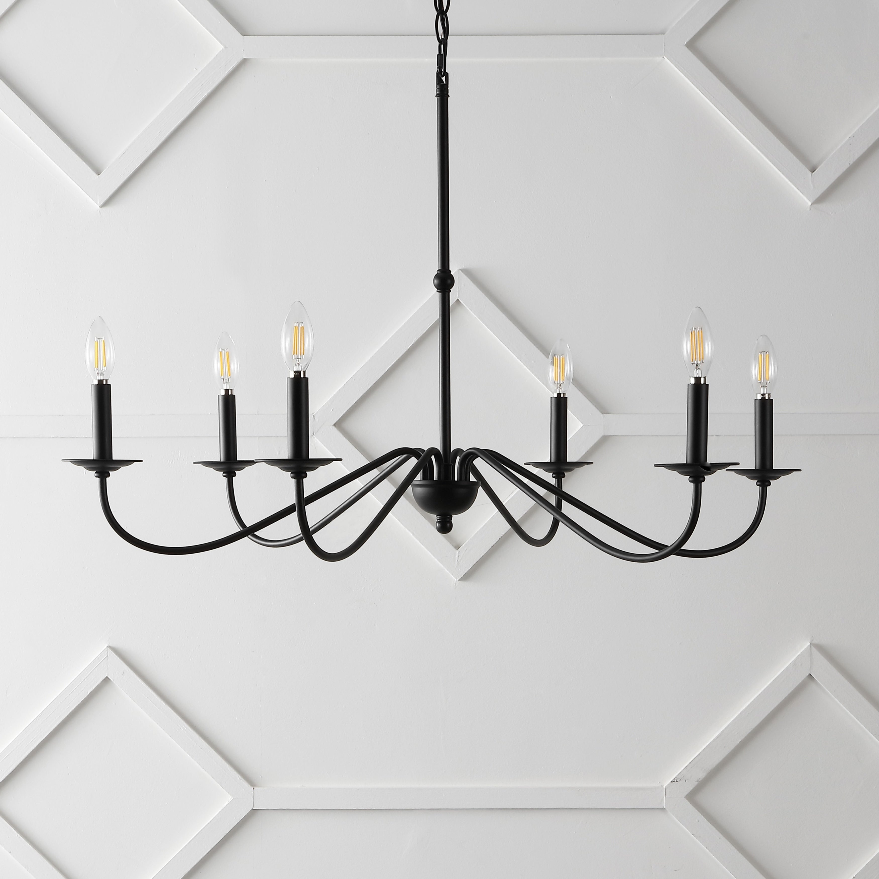 34.75 Lustre LED en fer à 6 lumières, par JONATHAN Y