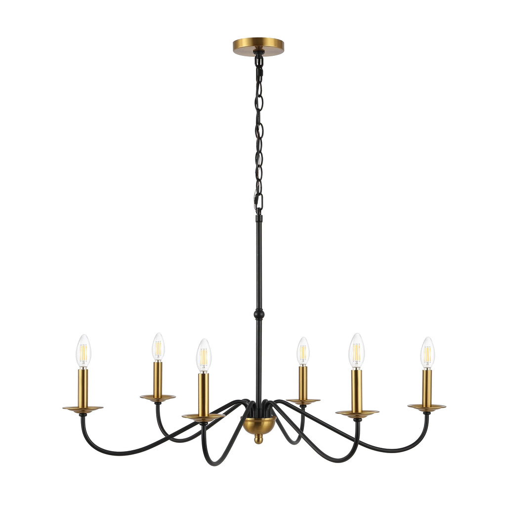 34.75 Lustre LED en fer à 6 lumières, par JONATHAN Y