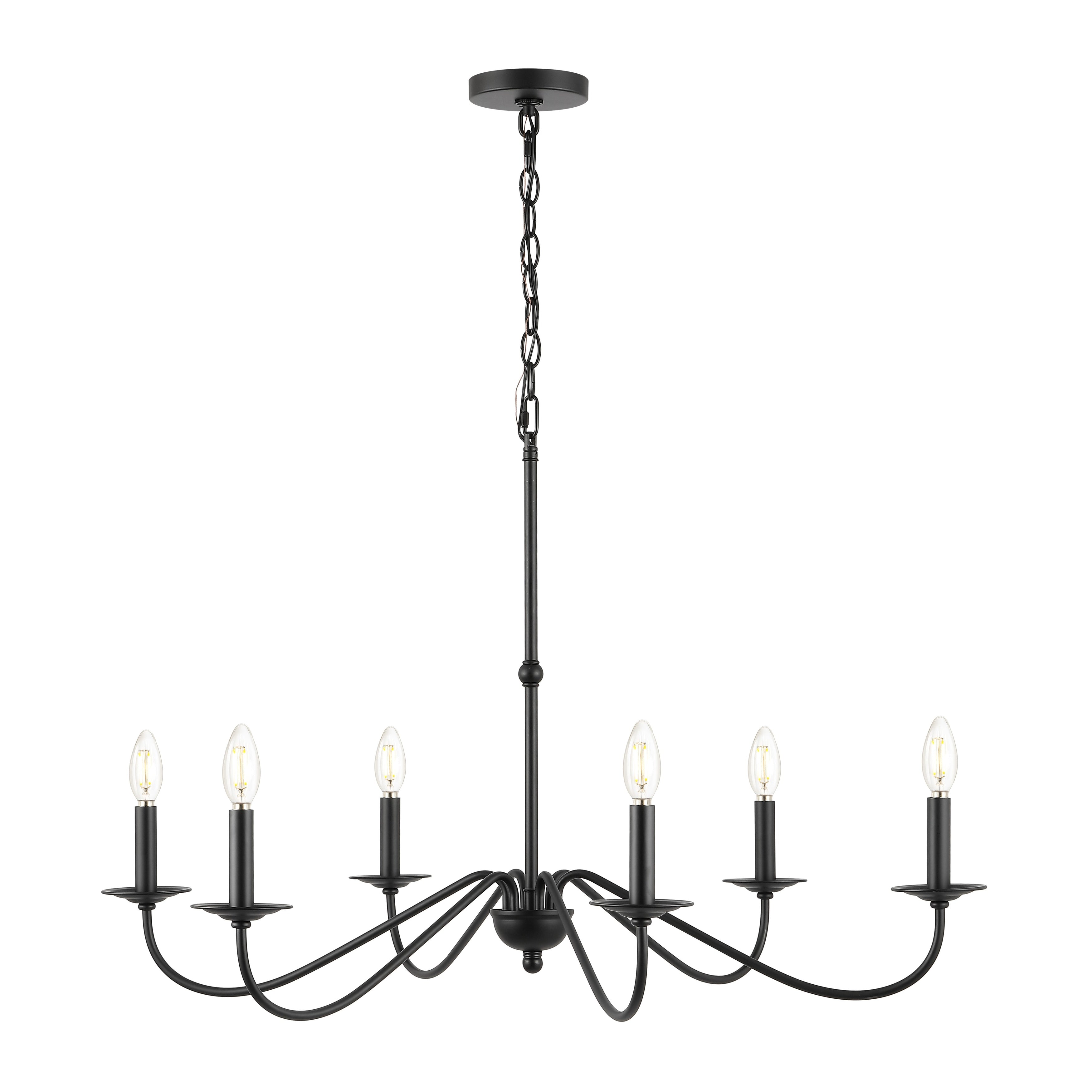 34.75 Lustre LED en fer à 6 lumières, par JONATHAN Y